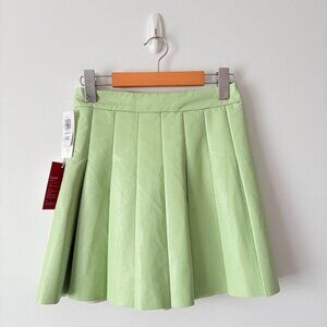 Aritzia Sunday Best 15" Olive Pleated Faux Leather Tennis Skirt NWT Green